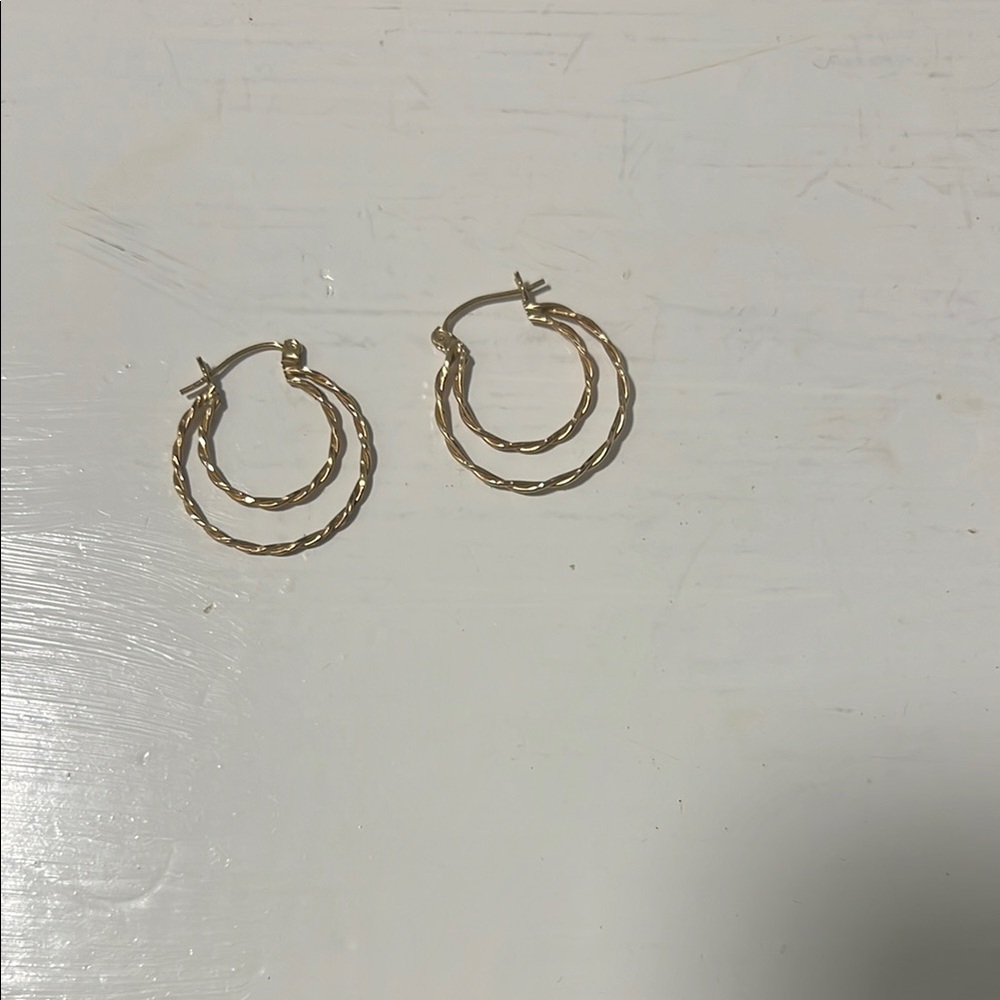 Gold Twisted Hoop Earrings with Hinged Closure